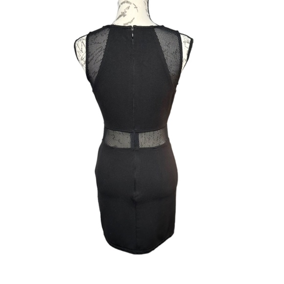 Women's | Gianni Bini | Vintage Black Asymmetric Zip Netted Bodycon Dress - S - Picture 6 of 8